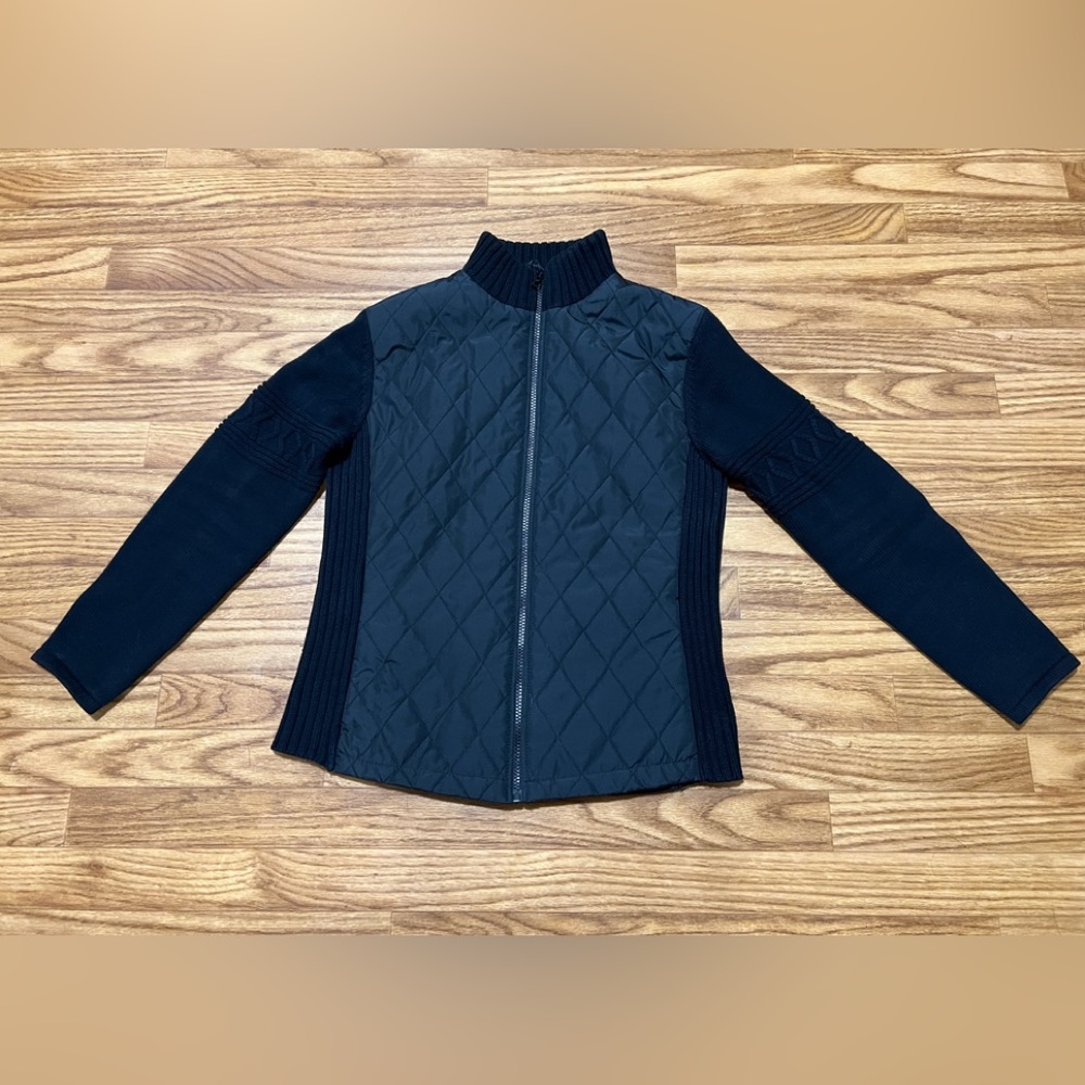 FDJ French Dressing Black Quilted Zip-Up Long Sleeve Mock Neck Jacket Size S